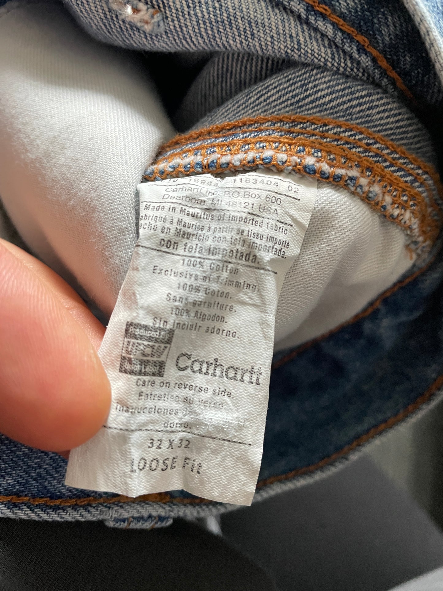 Carhartt Carpenter Double Knee Jeans – Loose Fit Workwear, Deadstock (ungetragen), Made in Mauritius, Größe 32x32
