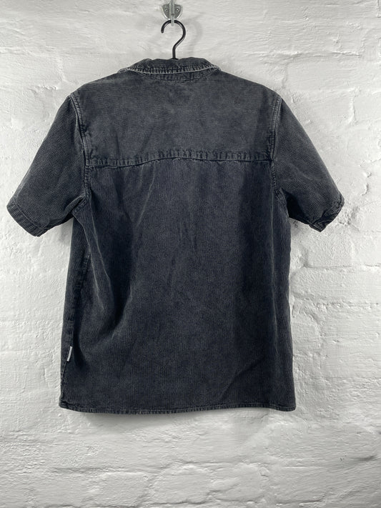 Rebel – Grau gestreiftes Kurzarmhemd „RR Julio Shirt“, Größe M