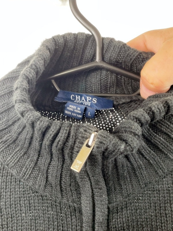 Chaps by Ralph Lauren – Vintage Cotton Zip Sweater Black (ca. späte 1990er Jahre)