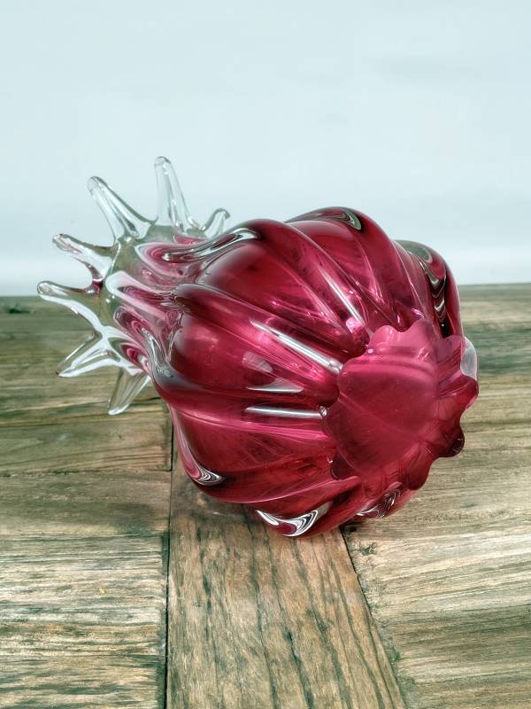 Roséfarbene Glasvase im Art-Glass-Stil – Mid-Century Design, ca. 25 cm