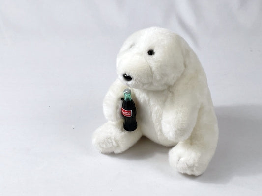 Coca-Cola Eisbär Plüschtier – Sammlerfigur mit Glasflasche, Original 1998