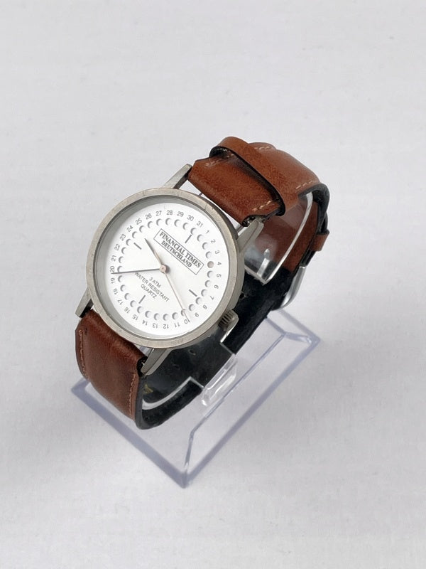 Financial Times Deutschland wristwatch – quartz, stainless steel case, brown leather strap