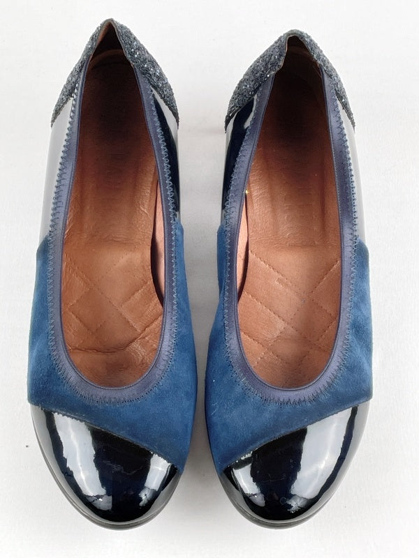 Hispanitas Pumps – Blau/Schwarz, Echtleder & Lack, Größe 37, Komfort-Schuhe