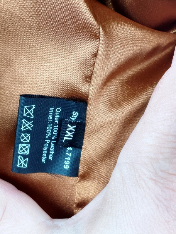 Eddy’s Jackets Retro Lederjacke – Cognacbraun, Nietenkragen, Größe XXL