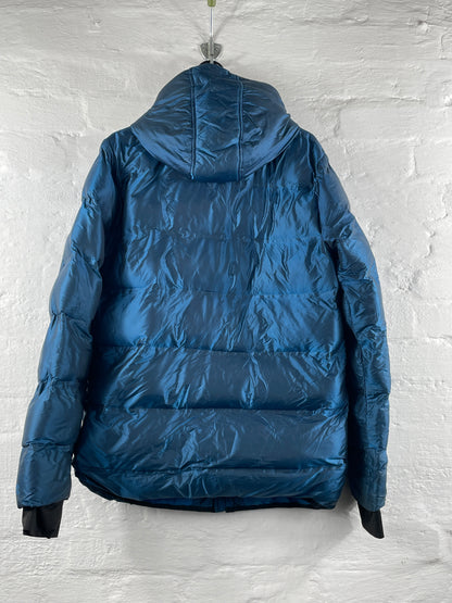 Champion – Retro Puffer Jacket in Petrolblau, Größe XL