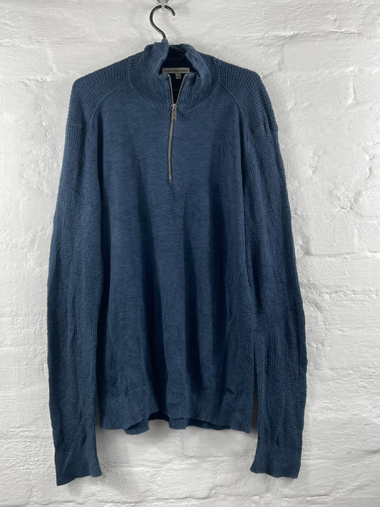 Calvin Klein Jeans – Navy Zip-Strickpullover aus Baumwolle, Größe L