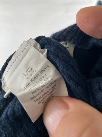 Calvin Klein Jeans – Navy Zip-Strickpullover aus Baumwolle, Größe L