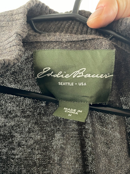 Eddie Bauer – Brown Half-Zip Strickpullover aus Baumwolle-Kaschmir, Größe M