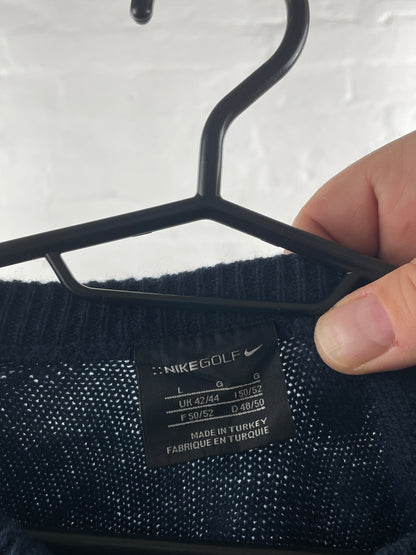 Nike Golf – Dunkelblauer Logo Strickpullover, Größe L