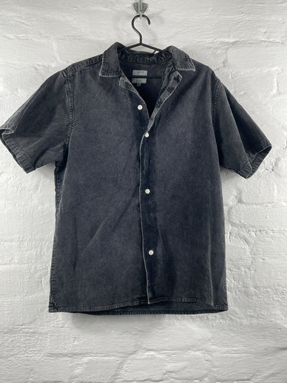 Rebel – Grau gestreiftes Kurzarmhemd „RR Julio Shirt“, Größe M