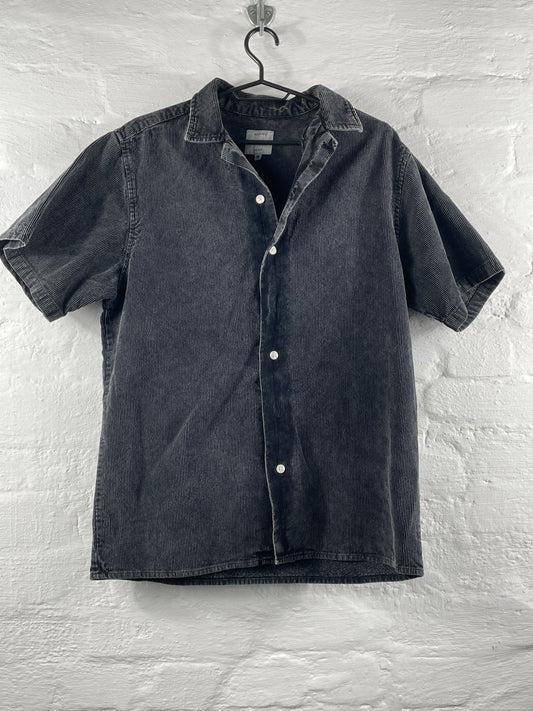 Rebel – Grau gestreiftes Kurzarmhemd „RR Julio Shirt“, Größe M