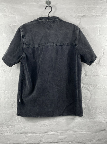 Rebel – Grau gestreiftes Kurzarmhemd „RR Julio Shirt“, Größe M