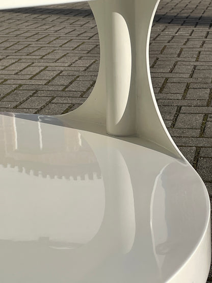 Space Age Couchtisch Original 1970er – Weiß Hochglanz – Design Klassiker – Coffee Table – Retro Futuristisch – rar