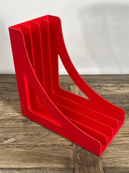 Retro Magazinhalter Kunststoff – 70s Design, Rot, Mehrfachfach Organizer