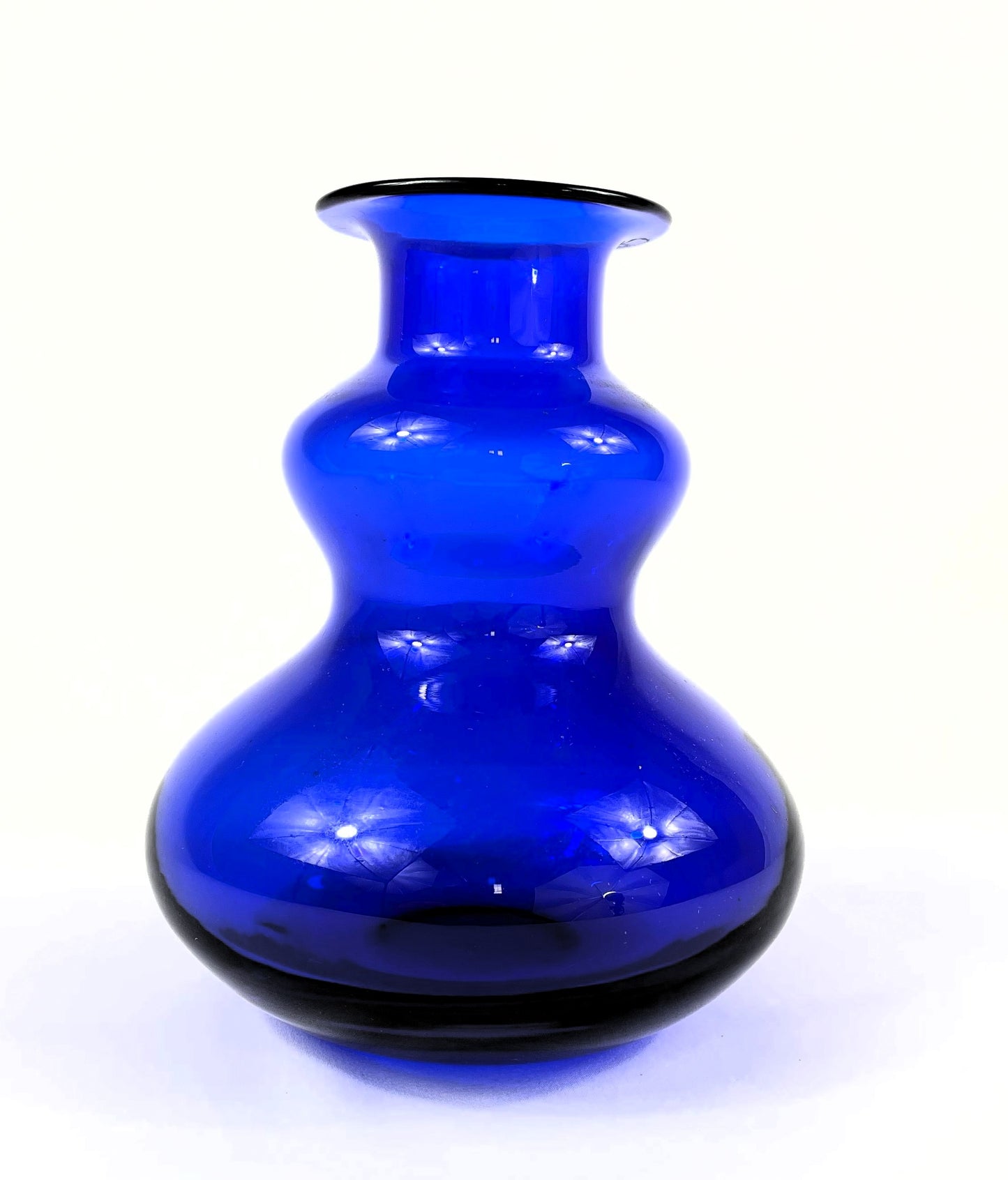 Brigitte Höffs resin crystal vase - cobalt blue, vintage design glass, rare