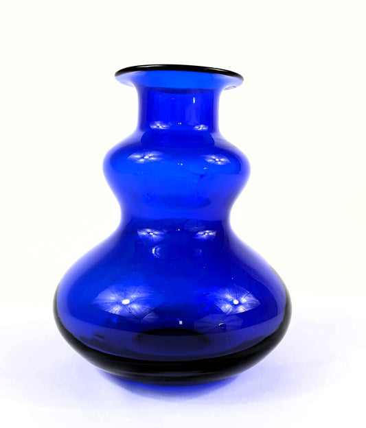 Brigitte Höffs Harzkristall Vase - Kobaltblau, Vintage Designglas, selten