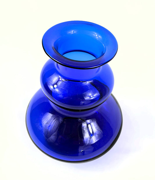Brigitte Höffs Harzkristall Vase - Kobaltblau, Vintage Designglas, selten