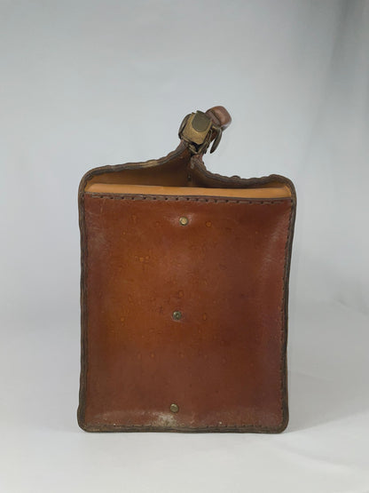 Arzttasche aus Leder - braun, Messingbeschläge, klassische Hebammentasche