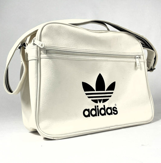 Adidas Originals Umhängetasche - Weiß mit Trefoil Logo, Vintage Retro Sporttasche