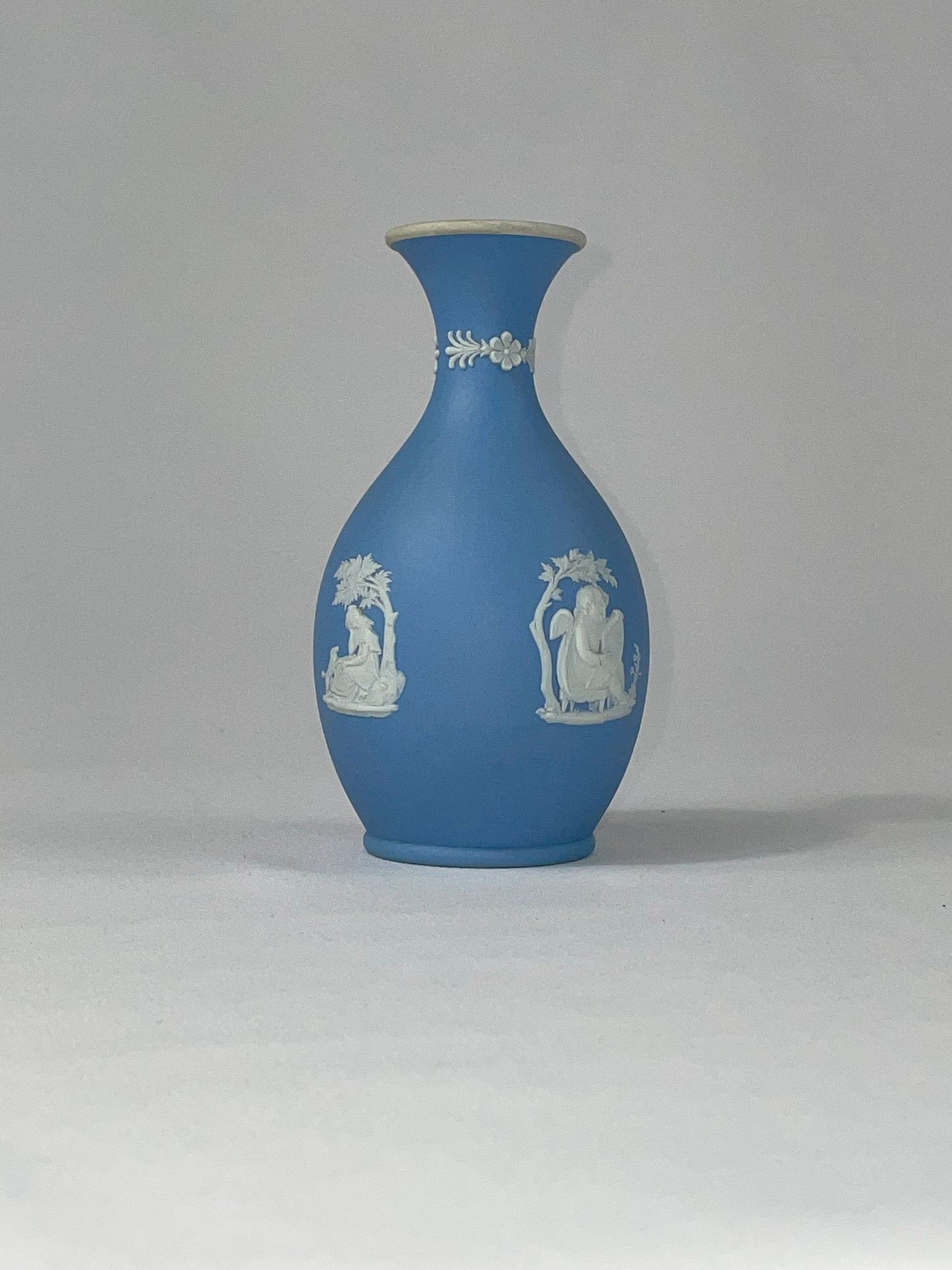 Wedgwood Jasperware Vase - Blue with white reliefs, England, classic ceramic vase