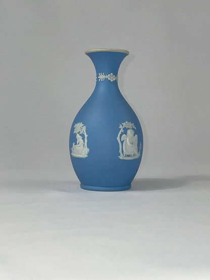 Wedgwood Jasperware Vase - Blue with white reliefs, England, classic ceramic vase