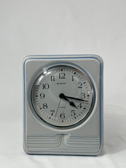 Junghans Wanduhr - Vintage Quartz Uhr, Keramikgehäuse in Hellblau, Made in Germany