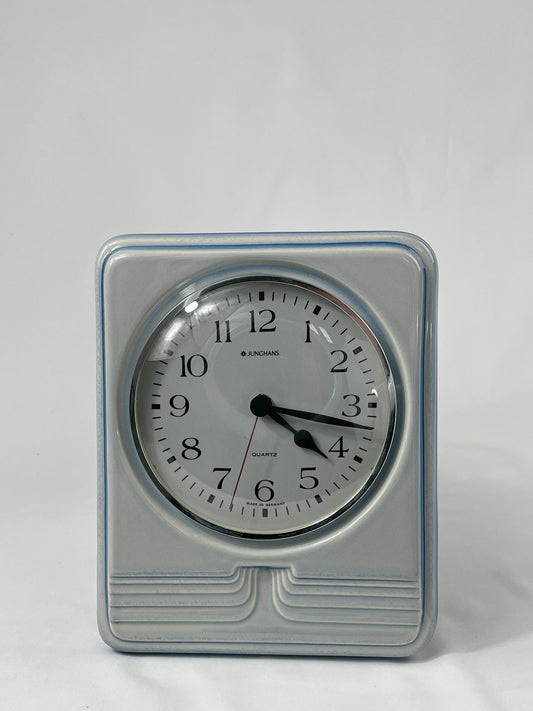 Junghans Wanduhr - Vintage Quartz Uhr, Keramikgehäuse in Hellblau, Made in Germany