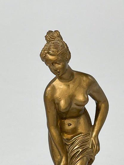 Italienische Skulpturen David & Venus - signiert Benini, Metallguss mit Goldpatina, ca. 16,5 cm, Vintage