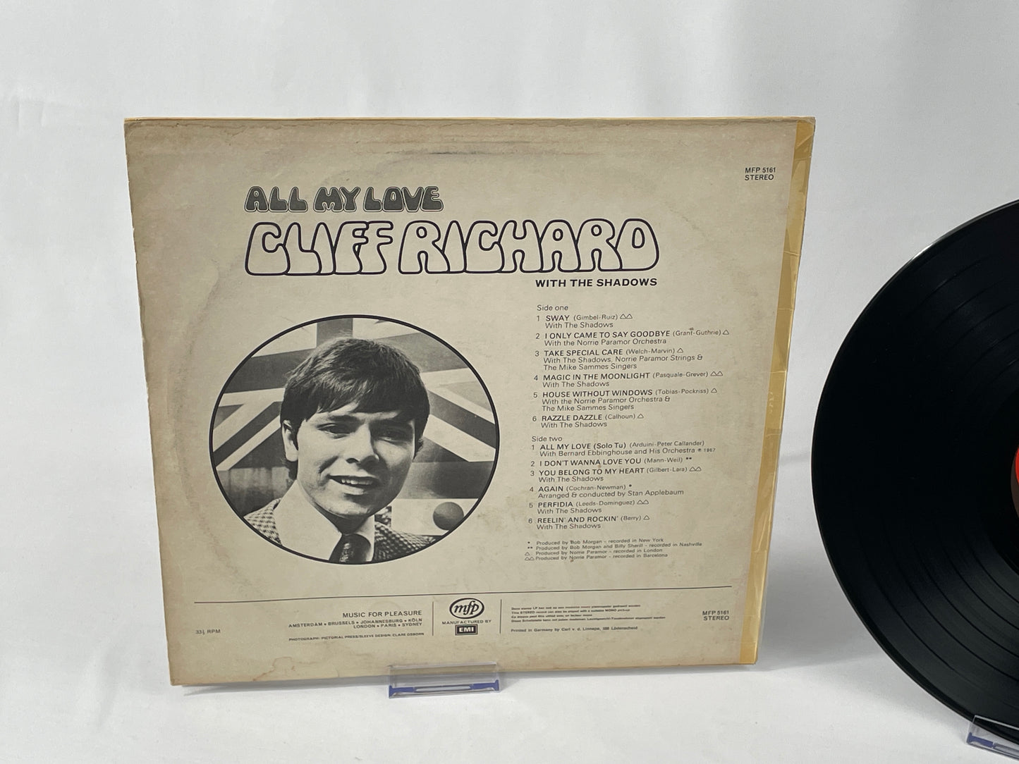 Cliff Richard with The Shadows - All My Love LP Vinyl, MFP 5161, 1970s