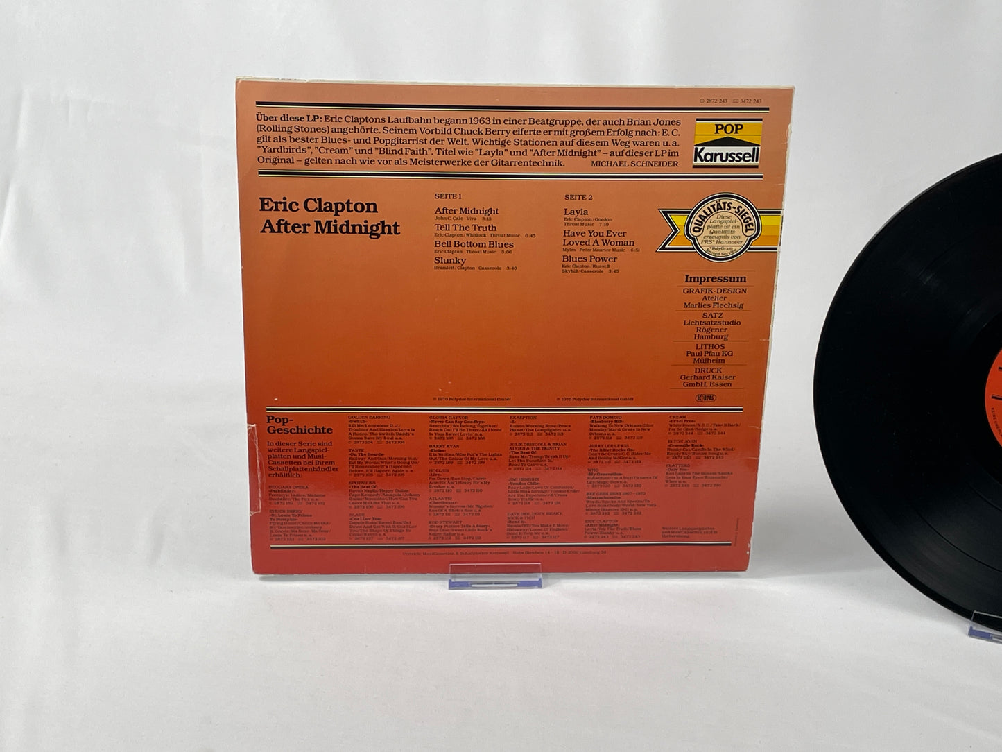 Eric Clapton - After Midnight LP (1979, Carousel) - Blues Rock, Pop Rock, Stereo