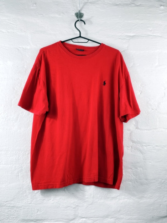 Polo Ralph Lauren – Red T-shirt with navy blue Polo Player logo (approx. late 2000s to early 2010s)