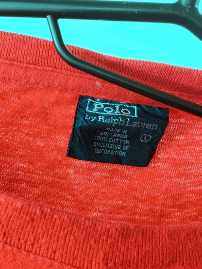 Polo Ralph Lauren – Red T-shirt with navy blue Polo Player logo (approx. late 2000s to early 2010s)