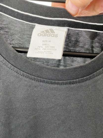 Adidas – Black Logo Tee mit 3-Streifen-Ärmeln (ca. mittlere 2010er Jahre)