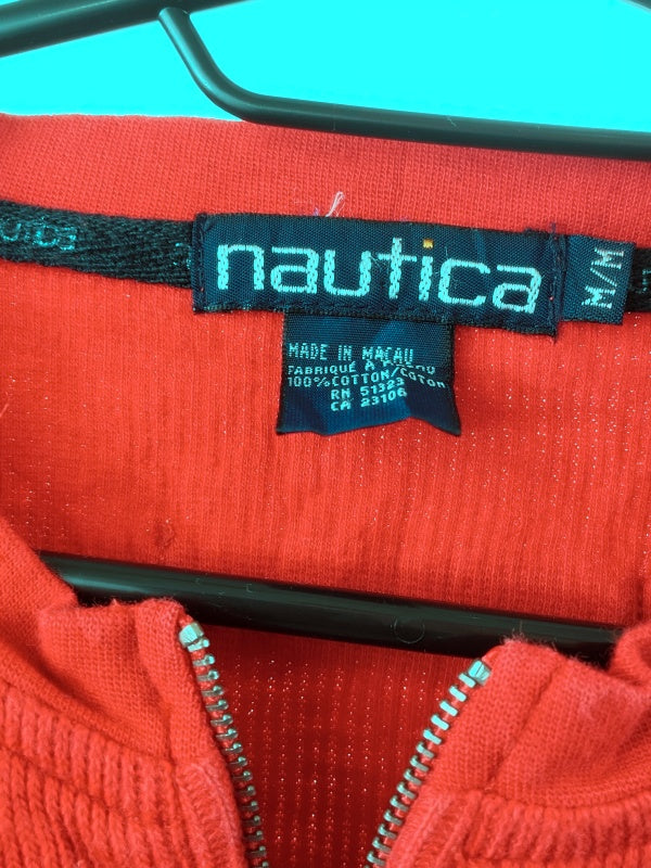 Nautica – Vintage Red Quarter-Zip Sweater (ca. späte 1990er Jahre, Made in Macau)