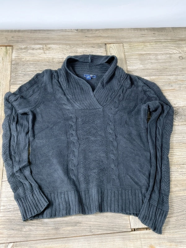 Chaps Denim – Cable Knit Shawl Collar Sweater Black (ca. frühe 2000er Jahre)