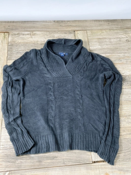 Chaps Denim – Cable Knit Shawl Collar Sweater Black (ca. frühe 2000er Jahre)