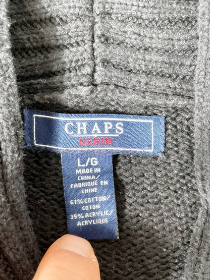 Chaps Denim – Cable Knit Shawl Collar Sweater Black (ca. frühe 2000er Jahre)