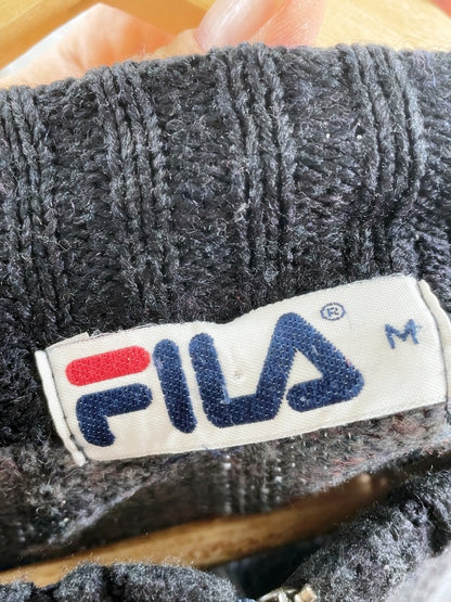 Fila – Retro Half-Zip Knit Sweater Navy/Grey (Made in U.K., ca. späte 1990er Jahre)