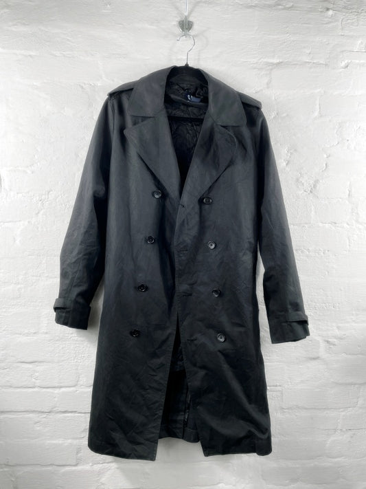 GAP – Schwarzer Retro Trenchcoat mit herausnehmbarem Futter, Größe M