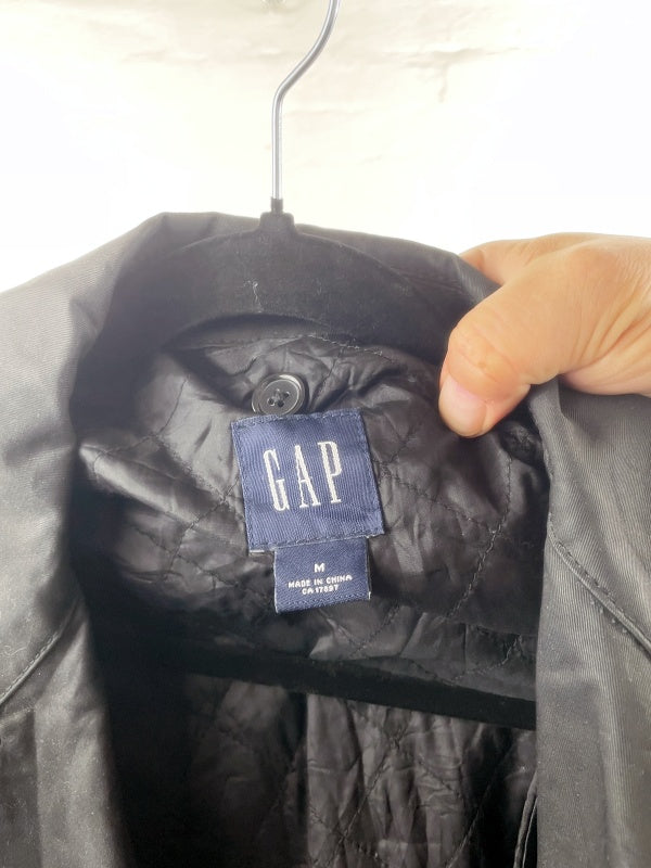 GAP – Schwarzer Retro Trenchcoat mit herausnehmbarem Futter, Größe M