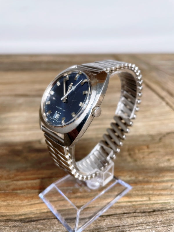 BWC Swiss Herrenarmbanduhr – Vintage Automatik 25 Jewels, Edelstahl, blaues Zifferblatt