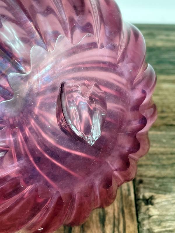 Roséfarbene Glasvase im Art-Glass-Stil – Vintage Glasdesign, ca. 20 cm