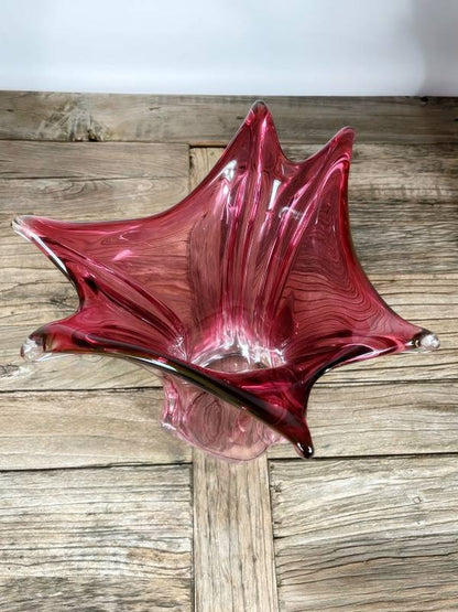 Roséfarbene Glasvase im Art-Glass-Stil – Vintage Design, ca. 30 cm