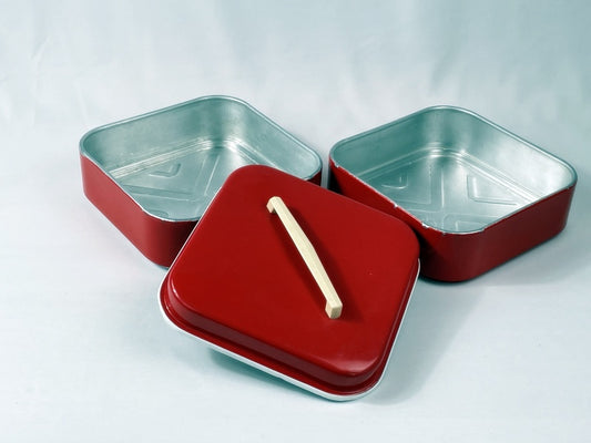 Vorratsdose Wilkofån Sweden – Stapelbares Blechdosen-Set, Rot, 50er/60er Jahre