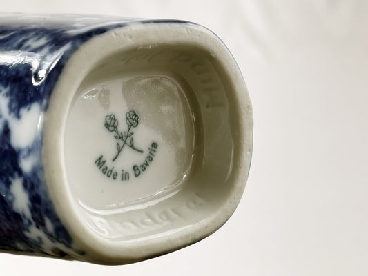 Porzellanvase Bavaria – Blau gesprenkelt, Made in Bavaria, 50er/60er Jahre
