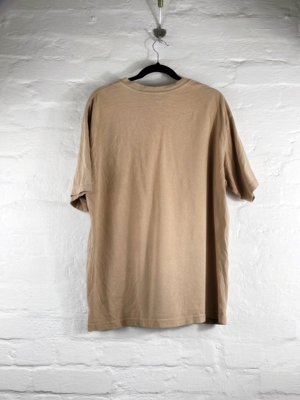 Carhartt Henley Shirt – Vintage Workwear Short-Sleeve Shirt, Beige, Size L