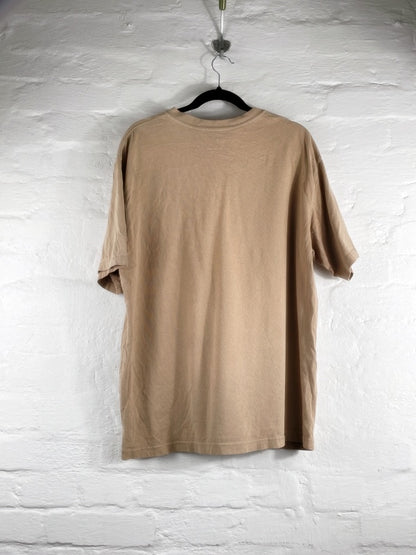 Carhartt Henley Shirt – Vintage Workwear Short-Sleeve Shirt, Beige, Size L