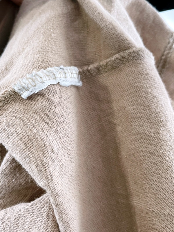 Carhartt Henley Shirt – Vintage Workwear Short-Sleeve Shirt, Beige, Size L