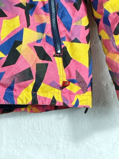 Dickies Retro Jacke mit buntem Allover-Print – Größe XL (fällt kleiner aus), Fleecegefüttert