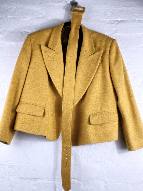 Jean Paul Gaultier Femme Blazer – Couture Edition, Senfgelb, Tailliert mit Gürtel, Made in Italy, Gr. 44